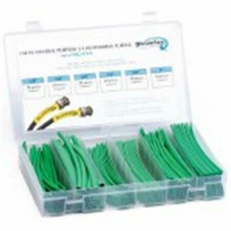 TECHFLEX 6 in. Shrinkflex Heat Shrink Tubing Kit, 2 - 1 Shrink, Green, 110PK HSK2-GN-K